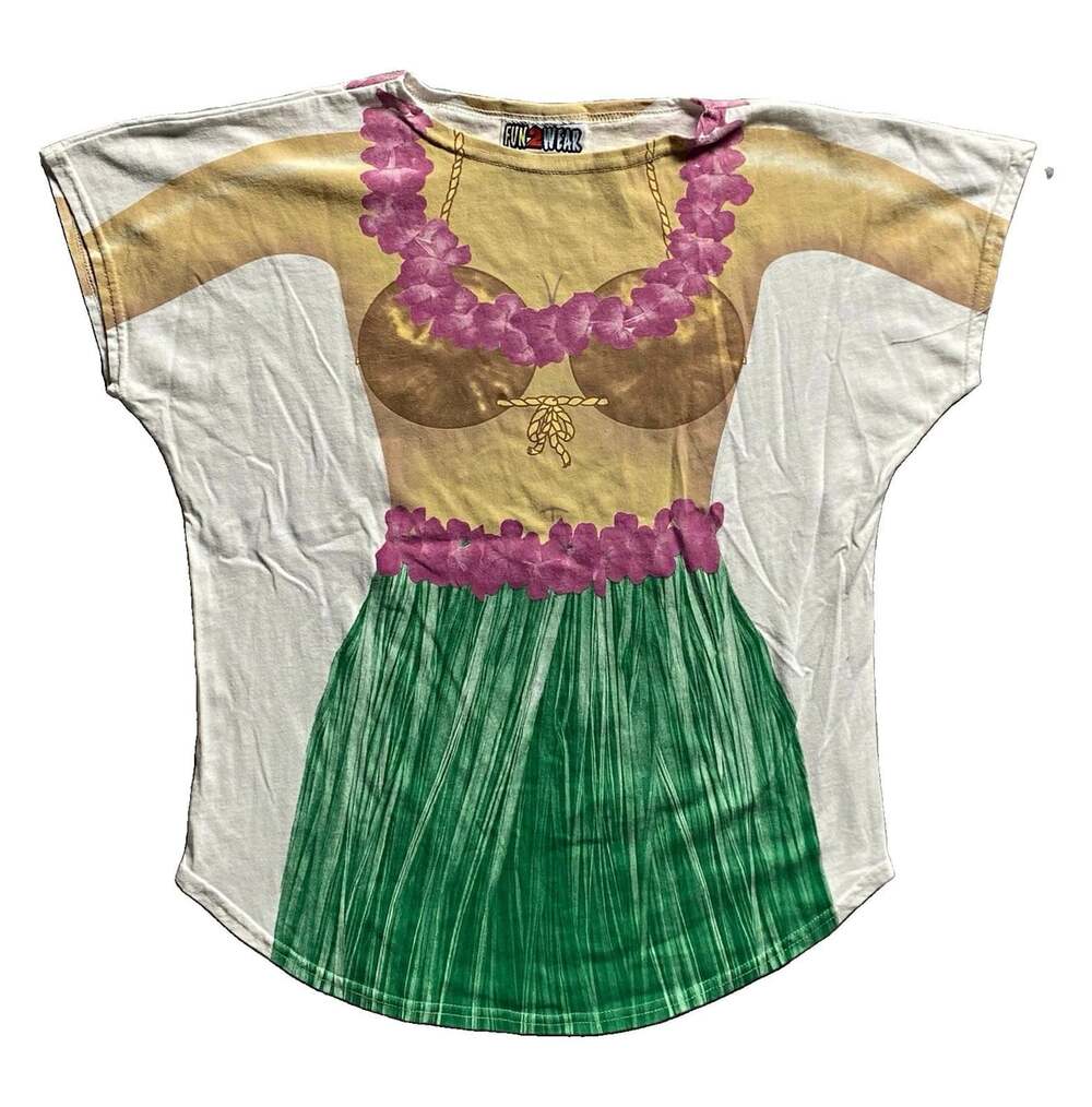 FUN 2 WEAR Women’s Hawaiian Tropical Graphic Print Crew Neck Short Sleeve Tee